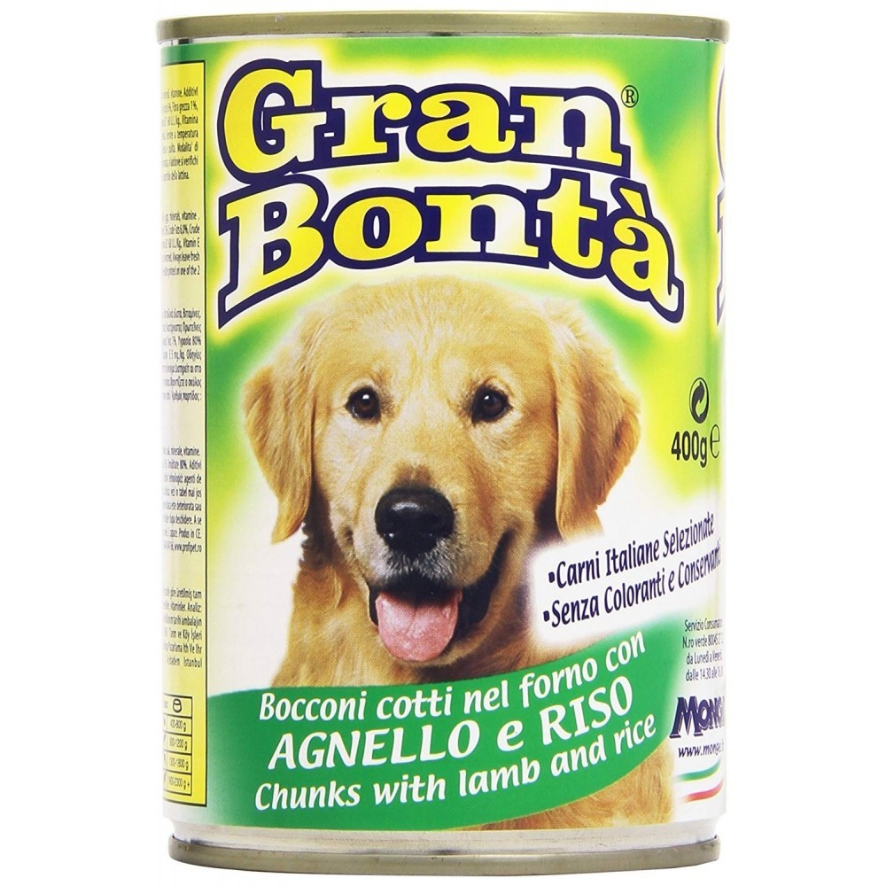 GRAN BONTA viande pour chiens d'agneau et de riz 400g en pot avec vitamines