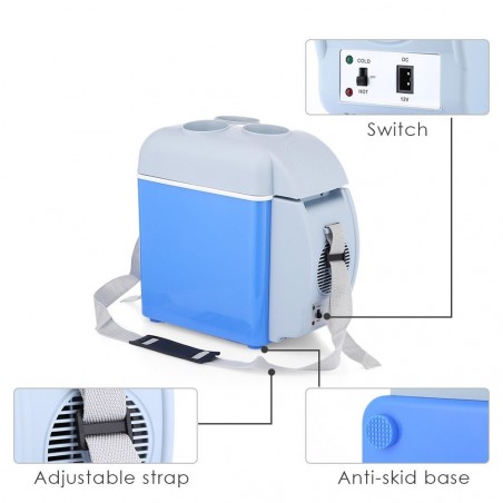 079054 Frigo portable pour voiture et camping 2 en 1 chaud / froid 7.5 LT 12V