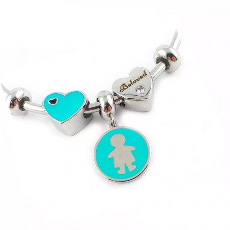 c1641 Bracelet  One Be Oneself I LOVE MY SON en acier 316L