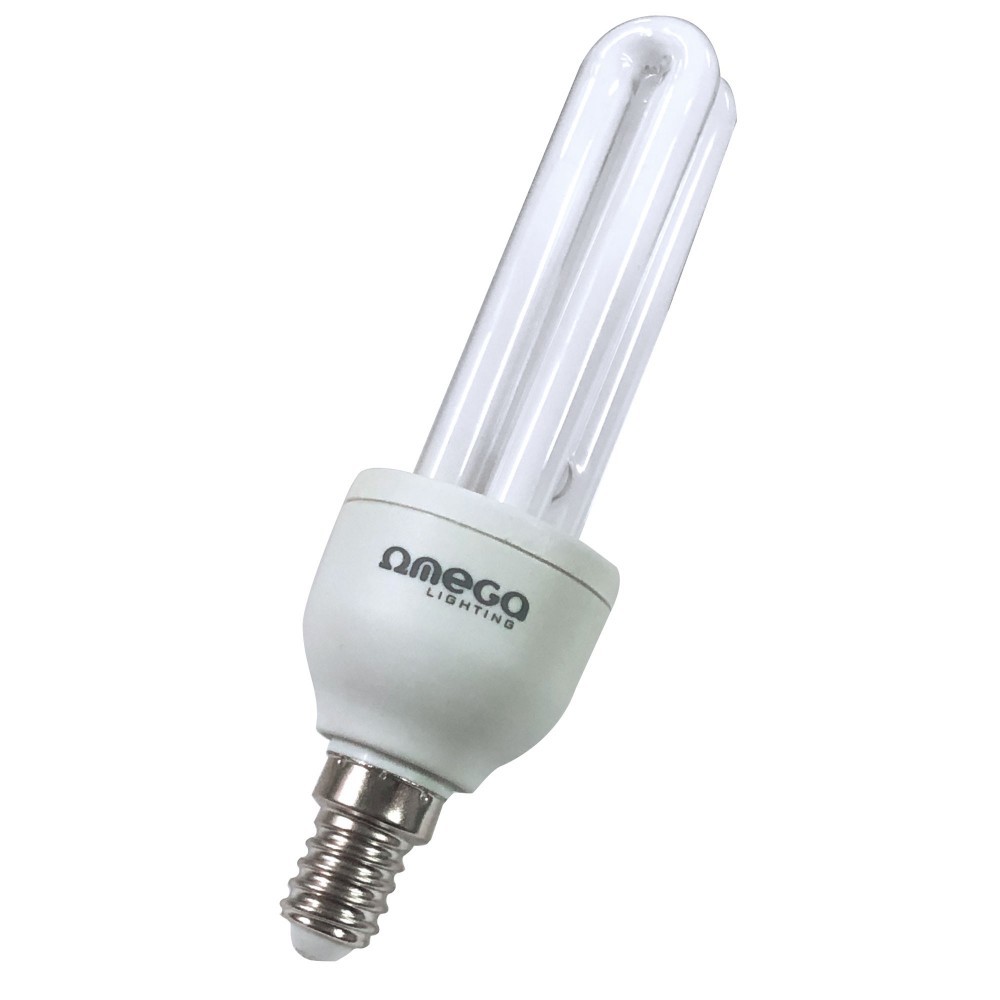 Ampoule à économie d'énergie OMEGA 11Watt Lumière chaude 2700k E14 2 Tube