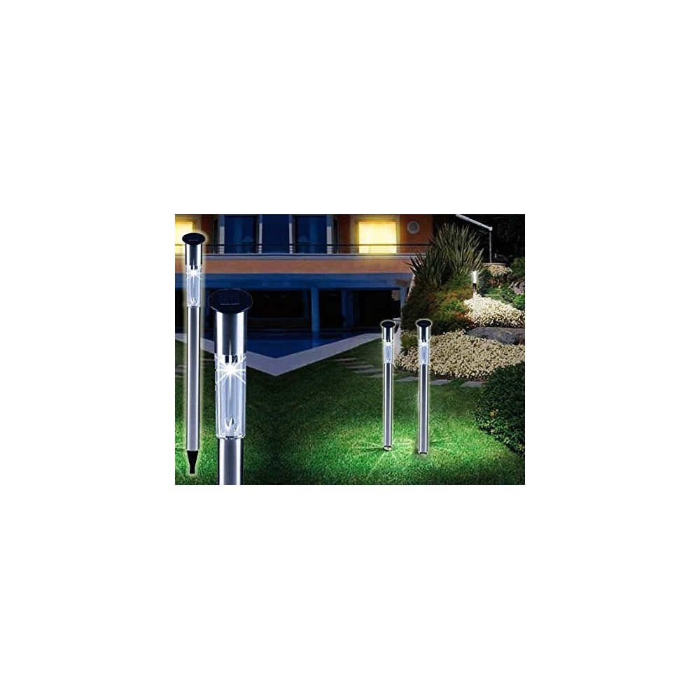 Set 2 faroles solares de jardín 1 LED y 70CM de largo - Óptimos para marcar el camino