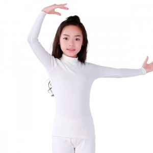 VKA30 T-shirt fille, col haut, manches longues et intérieur polaire
