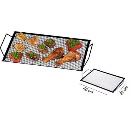 Bandeja 2 en 1 para la parrilla de la barbacoa / Placa de hierro para servir comida (40x22CM) - BBQ COLLECTION