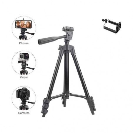 401088 Trépied en aluminium 4 sections réglables pour téléphones et caméras