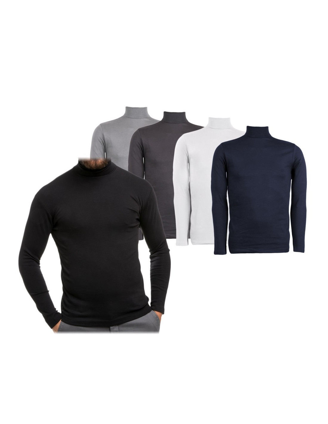 Pull col roulé Muscle Fit - Blanc - HOMME