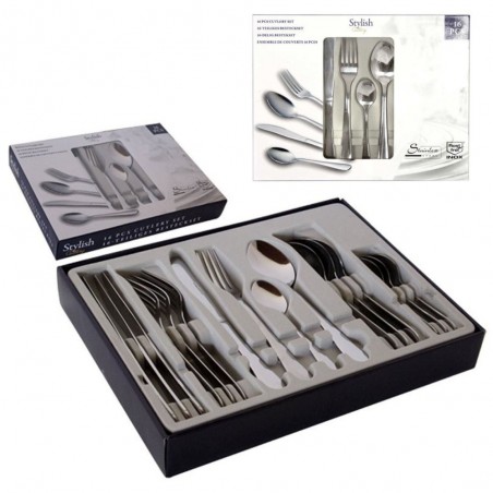 Set 16 piezas - Conjunto de cubiertos de cocina INOX con estilo moderno y elegante en cómodo maletín STYLISH CUTLERY