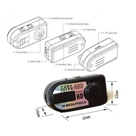 Micro-cámara DV de alta definición de 30 megapíxel con USB Q5 y resolución 720x480