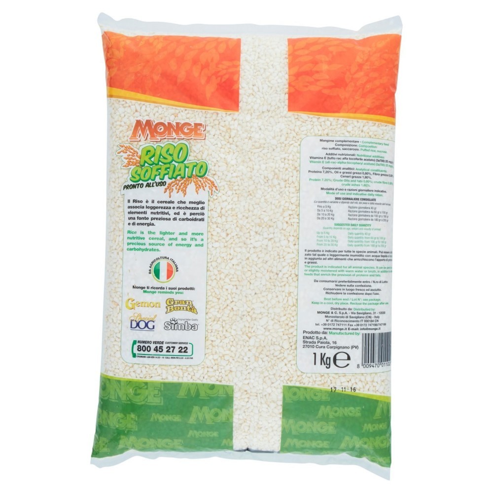 Riz soufflé Monge vitaminé prêt à l'emploi 1 kg...