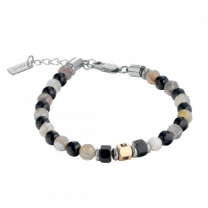 A2812 Bracelet pour homme réglable en acier et pierre ONE...