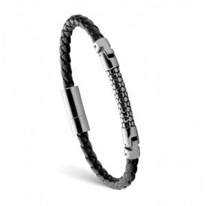 Bracelet pour hommes A2989 ONE JEWERLY en acier et cuir...