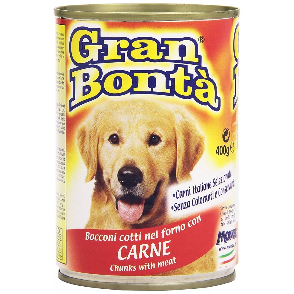 Pack de 24 boîtes de viande GRAN BONTA 'pour chiens 400g avec vitamines