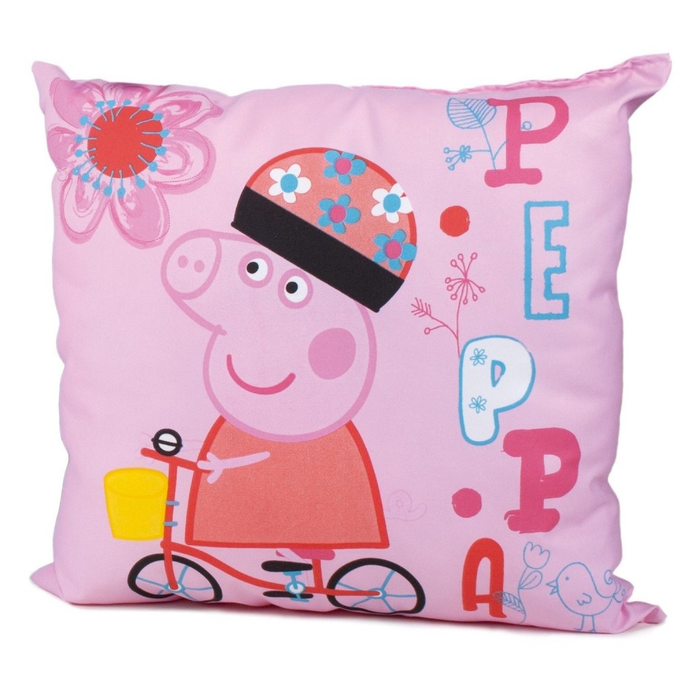 Cojín de PEPA PIG en color celeste y motivo oso de peluche (42x42CM) en microfibra - Perfecto dormitorio infantil