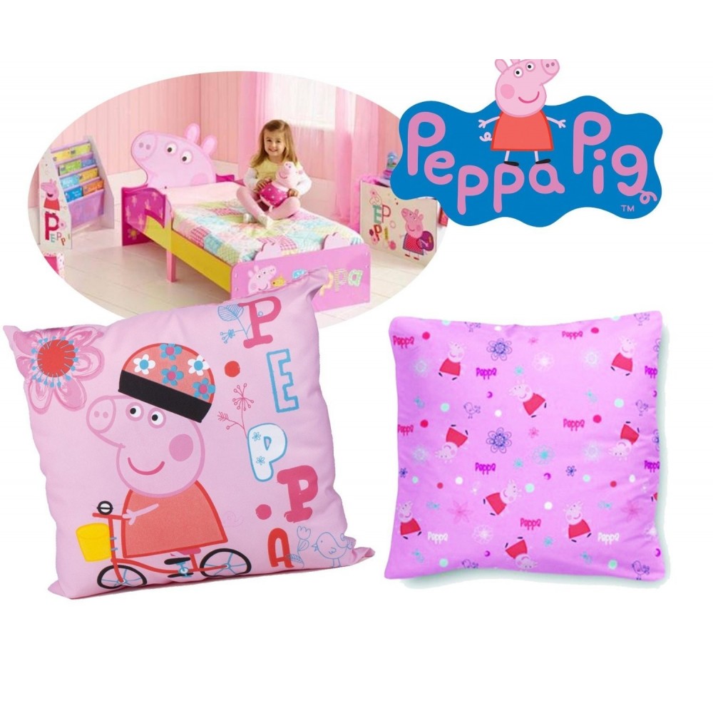 Cojín de PEPA PIG en color celeste y motivo oso de peluche (42x42CM) en microfibra - Perfecto dormitorio infantil