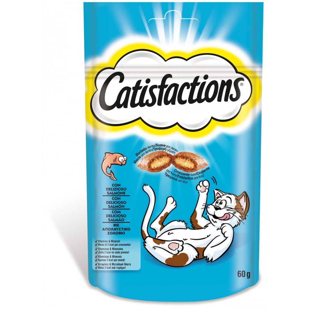 117767 Catisfactions 6 Paquets casse-croûte pour chat au saumon 60g