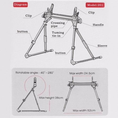 401033 Support pour iPad et smartphone ultra-léger, pliable et réglable