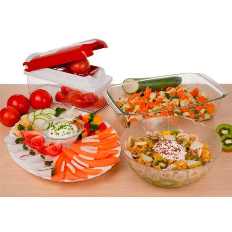Coupe légume de cuisine manuels avec 13 accessoires rouges SUPER SLICE