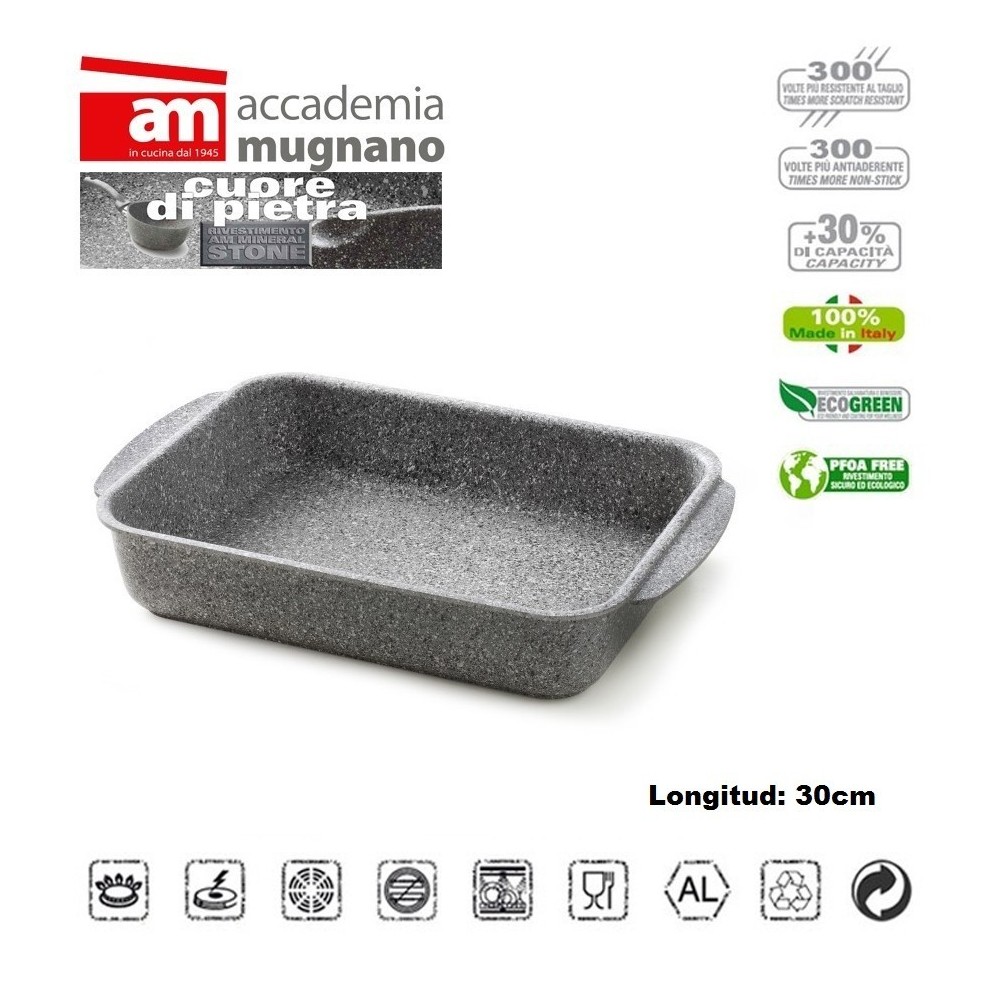 Bandeja para horno rectangualr 30x25 cm revestimiento con efecto piedra revestimiento - Accademia Mugnano CUORE DI PIETRA