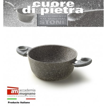 Cacerola con 2 mangos 26 cm antiadherente y revestimiento con efecto piedra revestimiento - Accademia Mugnano CUORE DI PIETRA