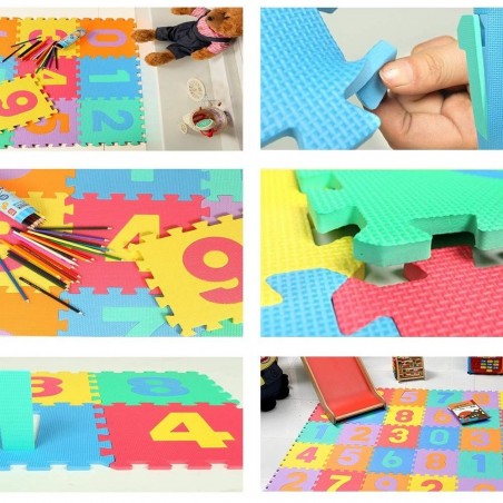 BricoBravo tapis de puzzle modulaire de 9 pièces, 32X32cm EVA Chiffre
