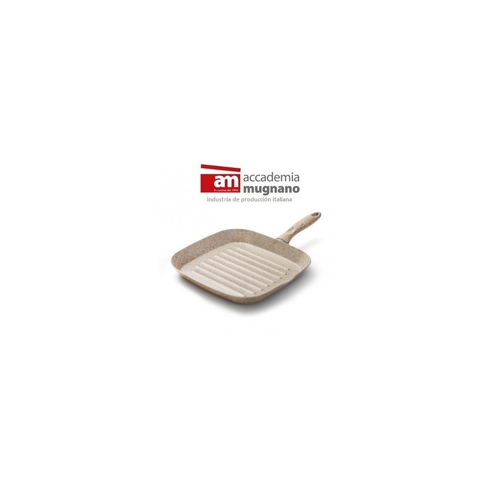 Plancha en aluminio de 30x30 antiadherente de efecto piedra y revestimiento Diamond Tech - Accademia Mugnano GRANITO ROSA