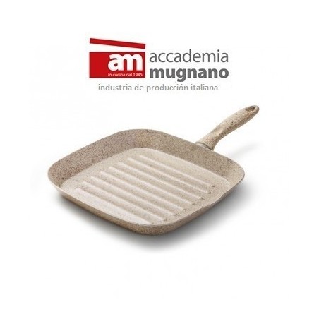 Plancha en aluminio de 30x30 antiadherente de efecto piedra y revestimiento Diamond Tech - Accademia Mugnano GRANITO ROSA