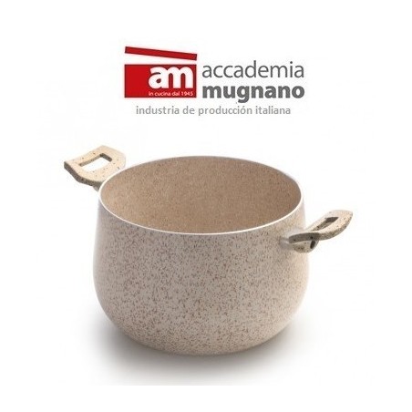 Olla de 22 cm y 2 mangos antiadherente de efecto piedra y revestimiento Diamond Tech - Accademia Mugnano GRANITO ROSA