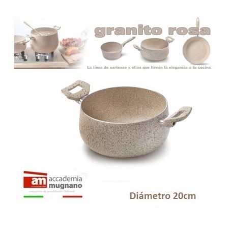 Cacerola de 20 cm antiadherente de efecto piedra y revestimiento Diamond Tech - Accademia Mugnano GRANITO ROSA