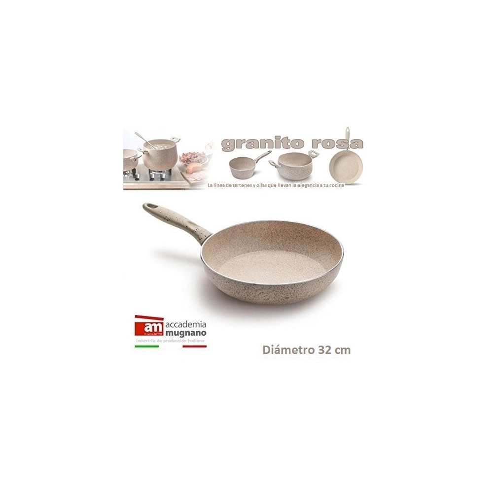 Sartén 32 cm antiadherente de efecto piedra y revestimiento Diamond Tech - Accademia Mugnano GRANITO ROSA 
