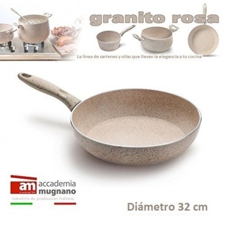 Sartén 32 cm antiadherente de efecto piedra y revestimiento Diamond Tech - Accademia Mugnano GRANITO ROSA 