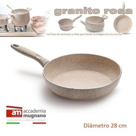 Sartén 28 cm antiadherente de efecto piedra y revestimiento Diamond Tech - Accademia Mugnano GRANITO ROSA 
