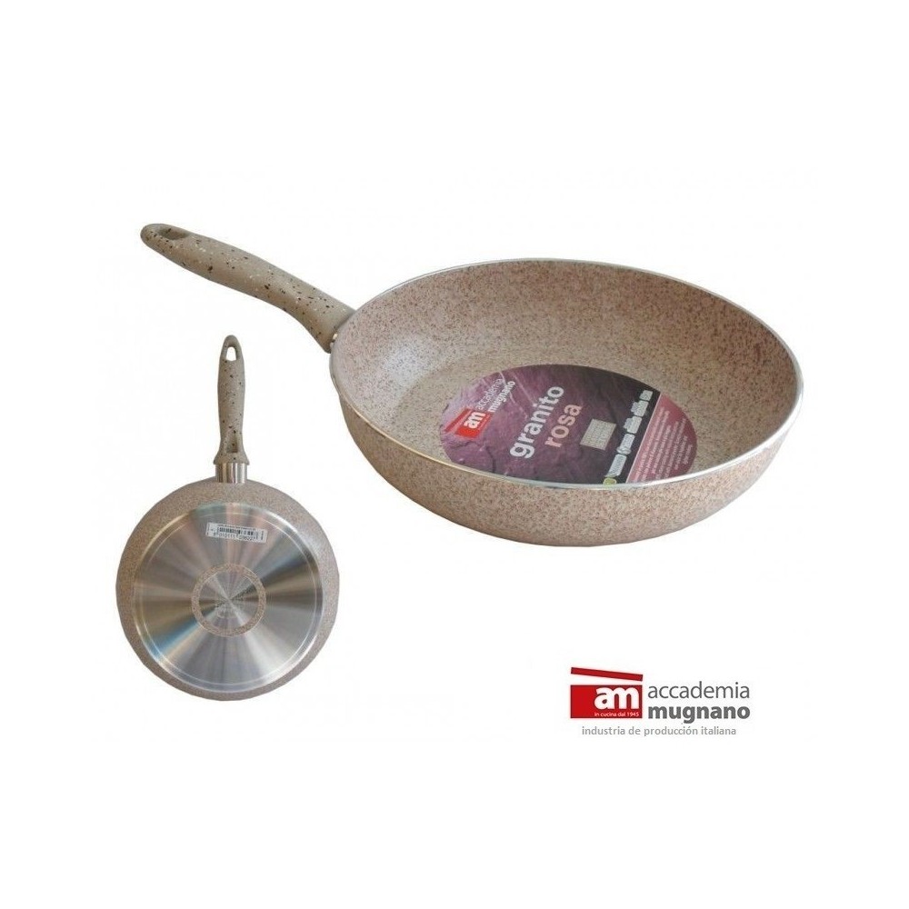 Sartén 28 cm antiadherente de efecto piedra y revestimiento Diamond Tech - Accademia Mugnano GRANITO ROSA 