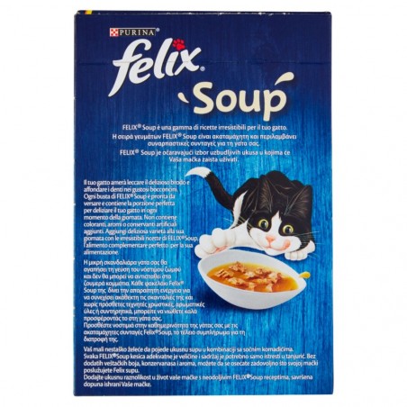 Purina Pack 6 sachets 48G Felix Soupe Mixte Sélection Bœuf Poulet Thon 288G