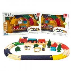 721206 Petit train en bois avec rail et accessoires,...