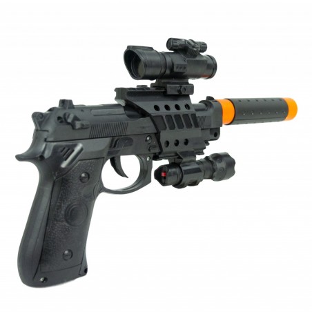 101276 Pistolet-jouet Pk3 pour enfants avec silencieux, viseur led et lumière