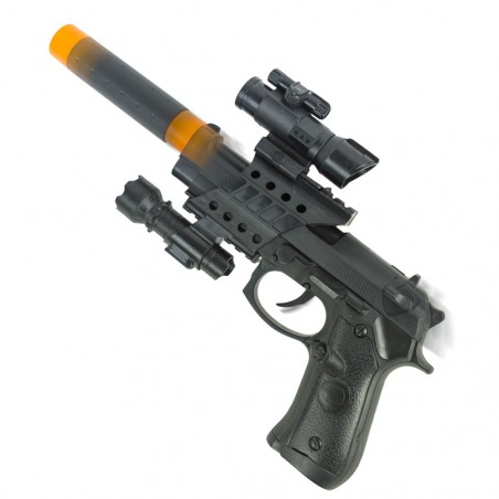 101276 Pistolet-jouet Pk3 pour enfants avec silencieux, viseur led et lumière