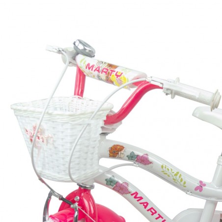 Vélo fille BKT MARTY taille 8" 2-5 ans avec panier et siège poupée