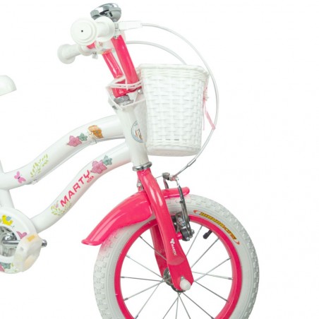 Vélo fille BKT MARTY taille 14" 3-6 ans avec panier et siège poupée
