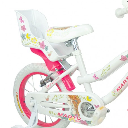 Vélo fille BKT MARTY taille 14" 3-6 ans avec panier et siège poupée