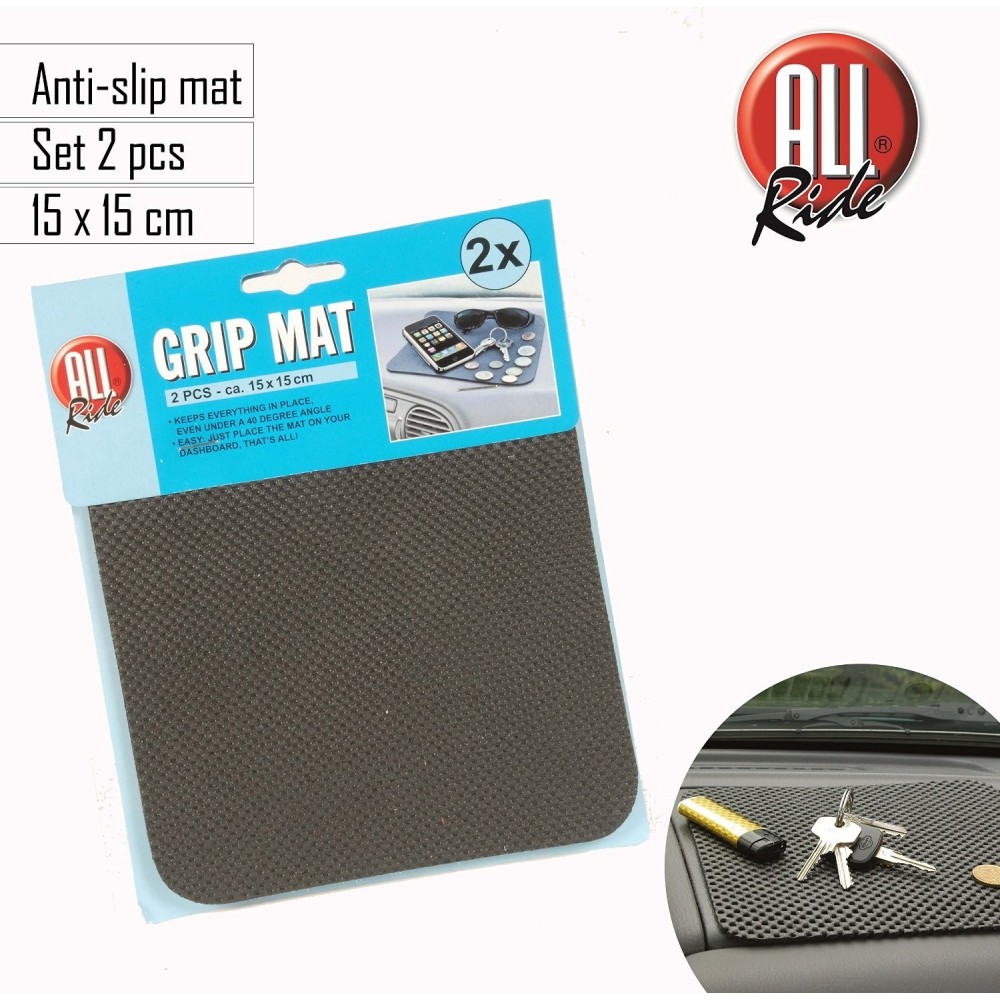 Set 2 tapetes antideslizantes 15x15 cm para el salpicadero de coche / Porta-objetos de viaje GRIPMAT