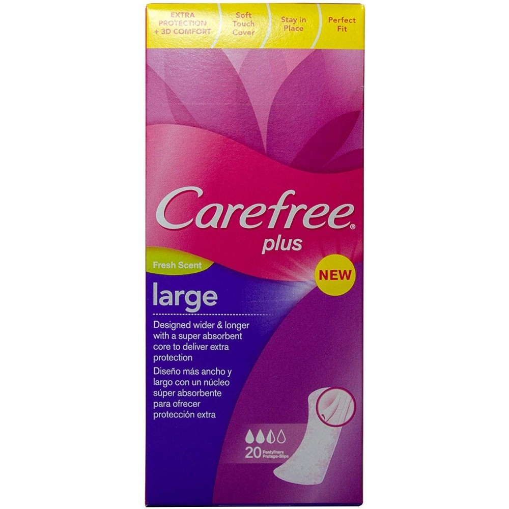 Carefree Plus LARGE 28 Protège-slips ultra doux antidérapants grande protection