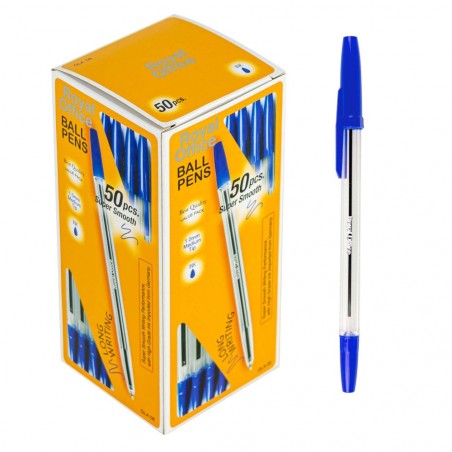 Paquet de 50 stylos à encre longue durée Royal Office 1 mm avec clip