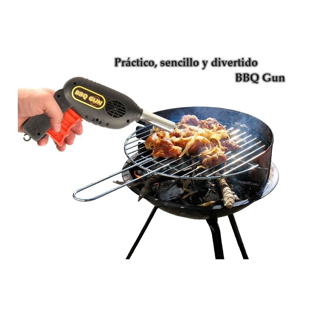 Pistola de aire en compresión para avivar la brasa la barbacoa la hoguera