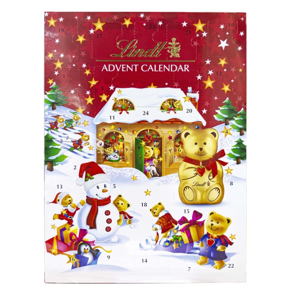 Calendrier de l'Avent de Noël Lindt Bears 172 gr Mélange de chocolat fin Lindt