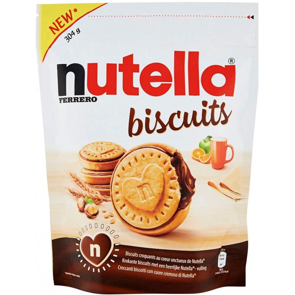 Pack 3 x paquet biscuits Ferrero Nutella croustillants au cœur de Nutella 304g