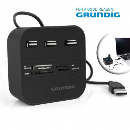 Lector de tarjetas USB 2.0 Grundig HUB 7 en 1 - GRUNDIG