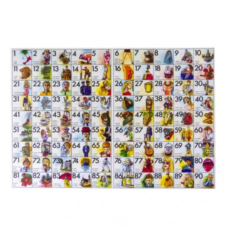 221439 Tombola napolitaine 48 cartes Panier en osier et panneau de numéros