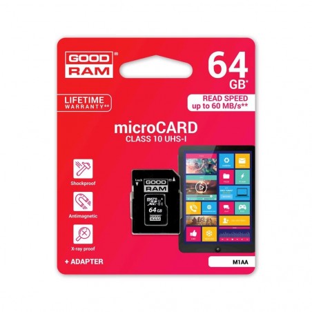 Carte mémoire GOOD RAM microsd 64GB adaptateur SD Clase 10 100MB/S