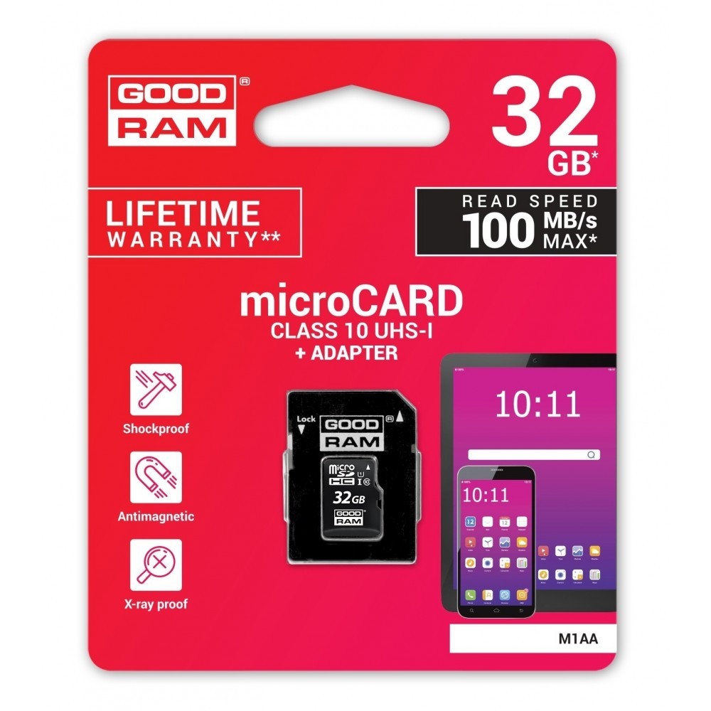 Carte mémoire GOOD RAM microsd 32GB adaptateur SD Clase 10 100MB/S
