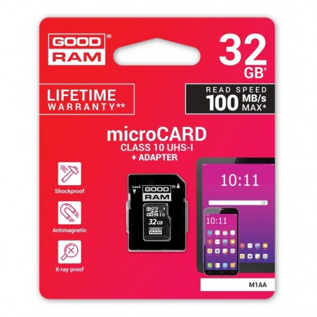Carte mémoire GOOD RAM microsd 32GB adaptateur SD Clase 10 100MB/S