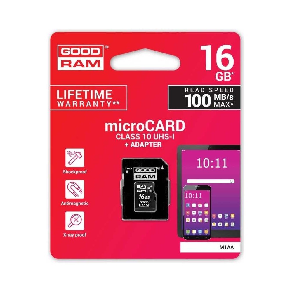 Carte mémoire GOOD RAM microsd 16GB adaptateur SD Clase 10 100MB/S